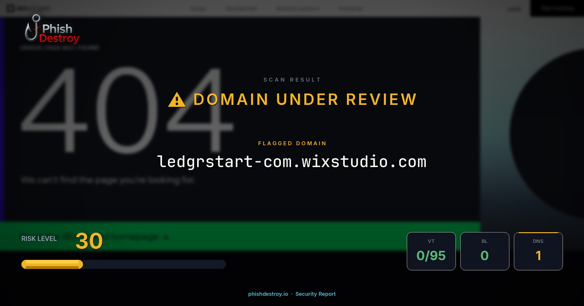 ledgrstart-com.wixstudio.com phishing report — threat analysis by PhishDestroy