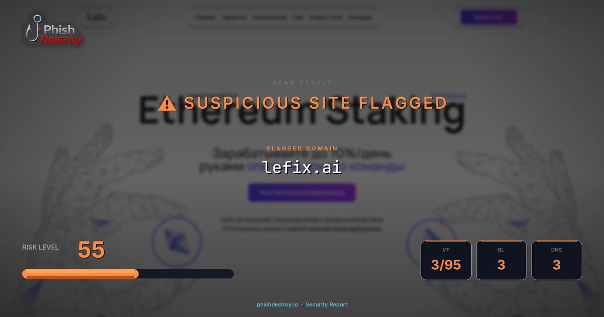 lefix.ai phishing report — threat analysis by PhishDestroy