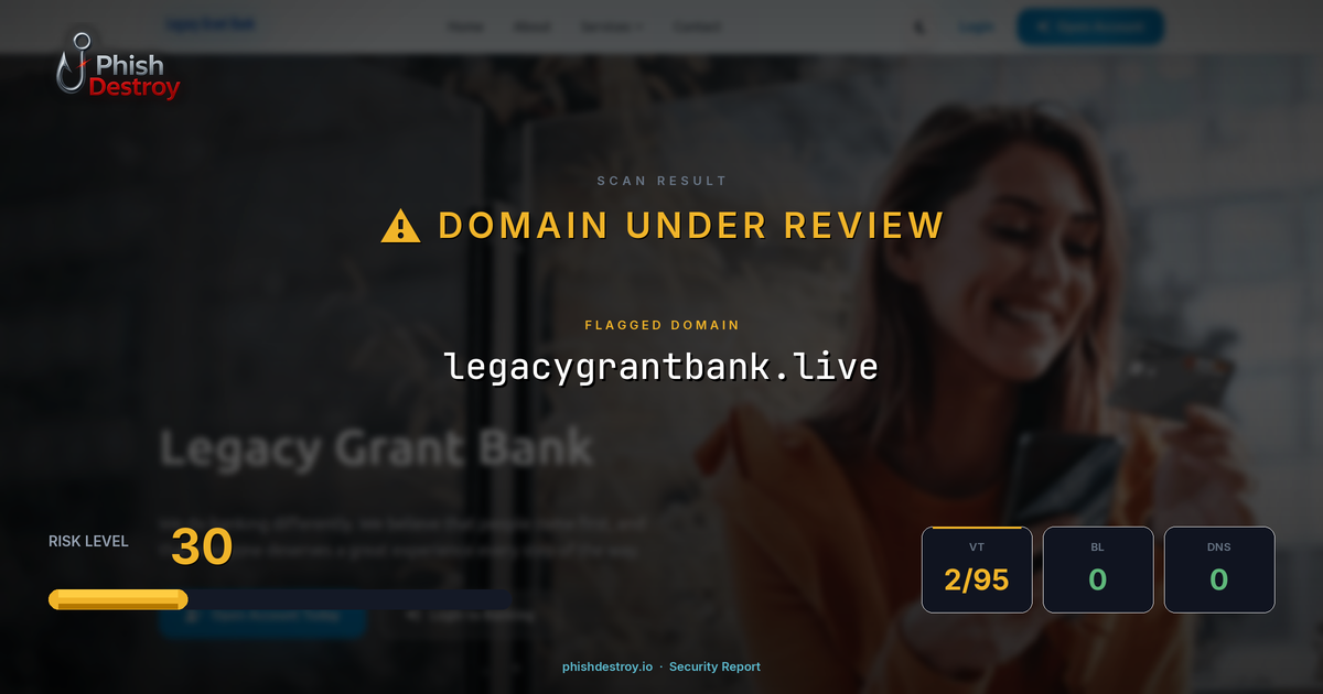 legacygrantbank.live phishing report — threat analysis by PhishDestroy
