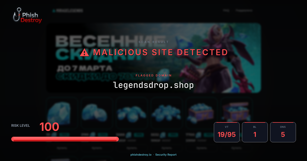 legendsdrop.shop phishing report — threat analysis by PhishDestroy