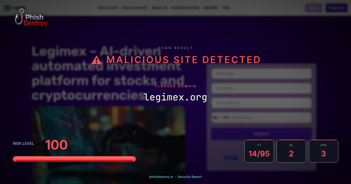 legimex.org phishing report — threat analysis by PhishDestroy