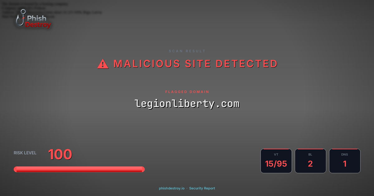 legionliberty.com phishing report — threat analysis by PhishDestroy