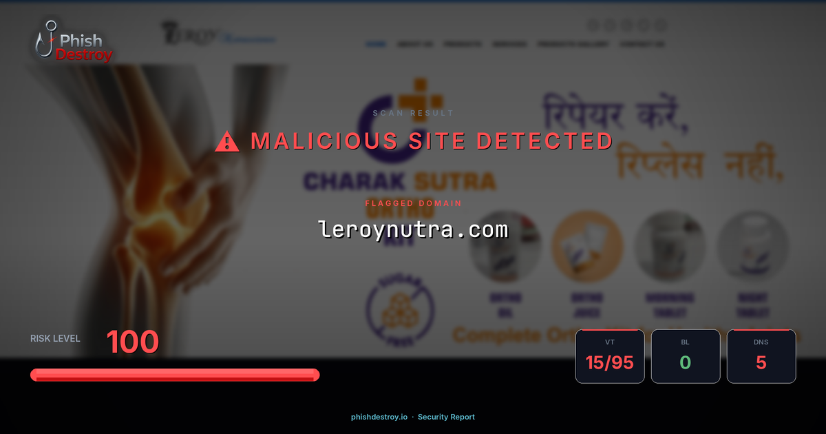 leroynutra.com phishing report — threat analysis by PhishDestroy