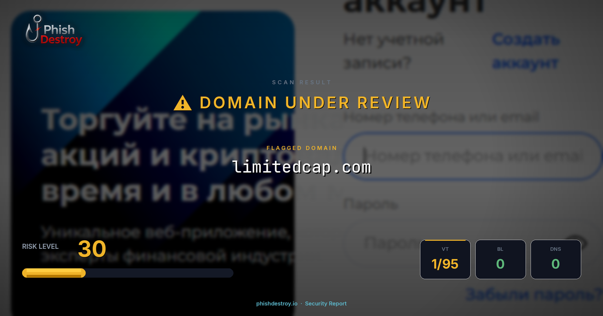 limitedcap.com phishing report — threat analysis by PhishDestroy
