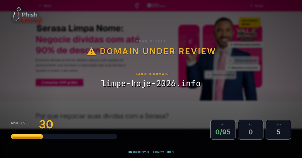limpe-hoje-2026.info phishing report — threat analysis by PhishDestroy