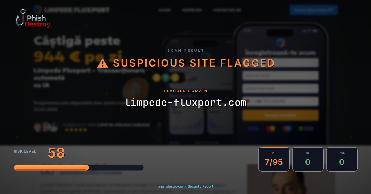limpede-fluxport.com phishing report — threat analysis by PhishDestroy