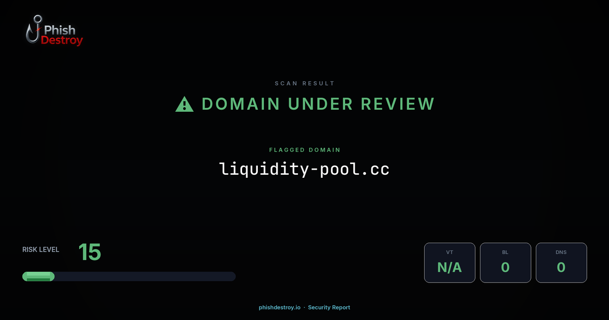 liquidity-pool.cc phishing report — threat analysis by PhishDestroy