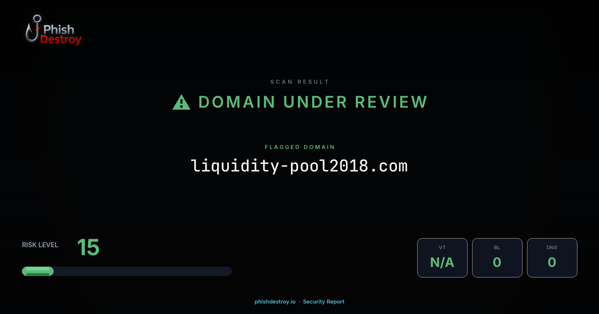 liquidity-pool2018.com phishing report — threat analysis by PhishDestroy