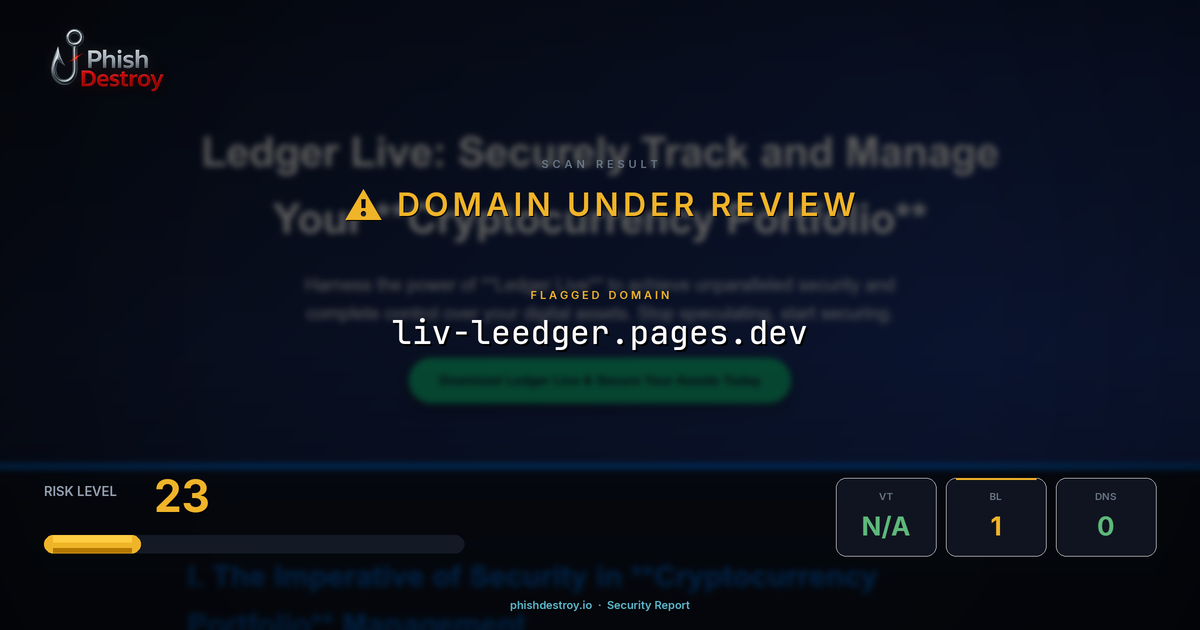liv-leedger.pages.dev phishing report — threat analysis by PhishDestroy