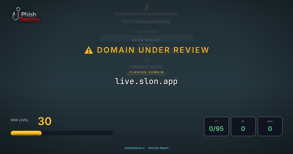 live.slon.app phishing report — threat analysis by PhishDestroy