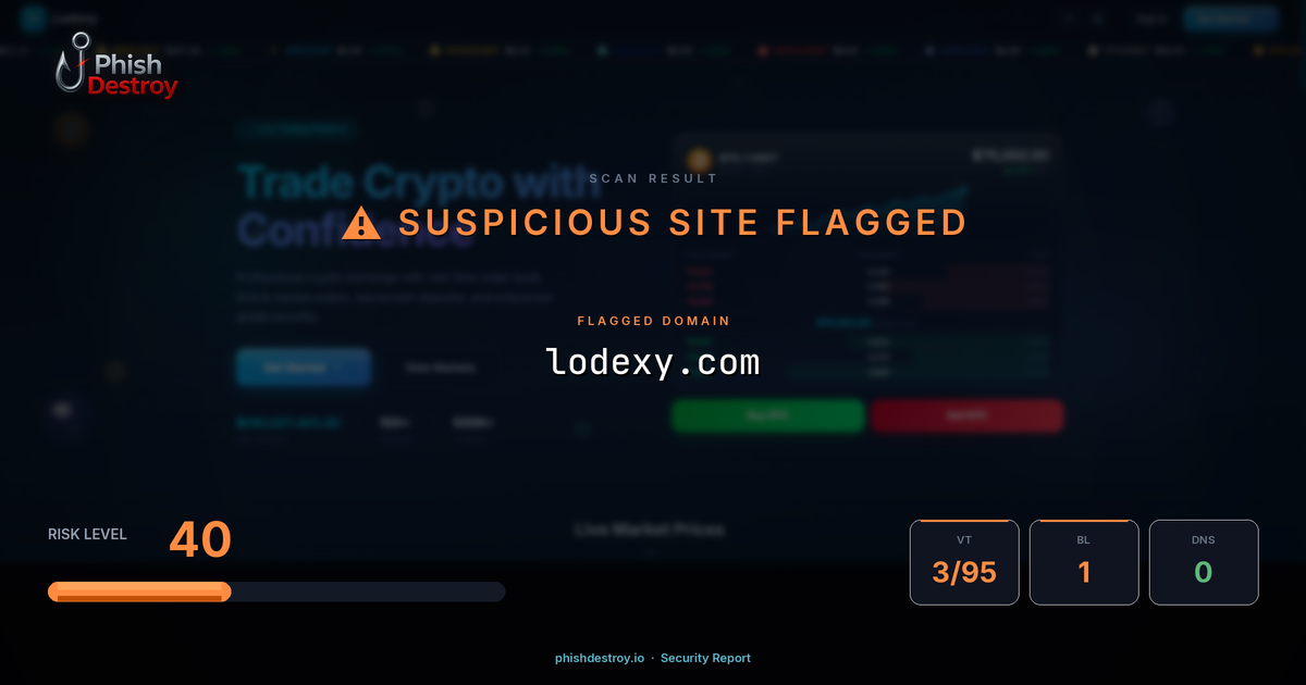 lodexy.com phishing report — threat analysis by PhishDestroy