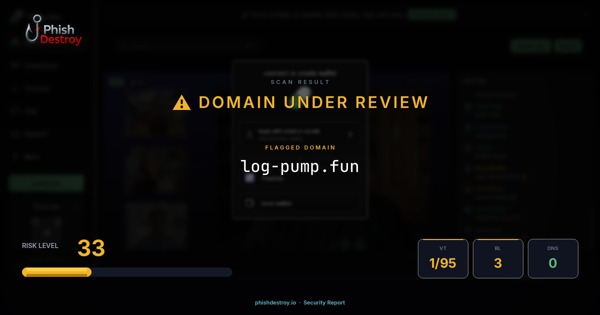 log-pump.fun phishing report — threat analysis by PhishDestroy