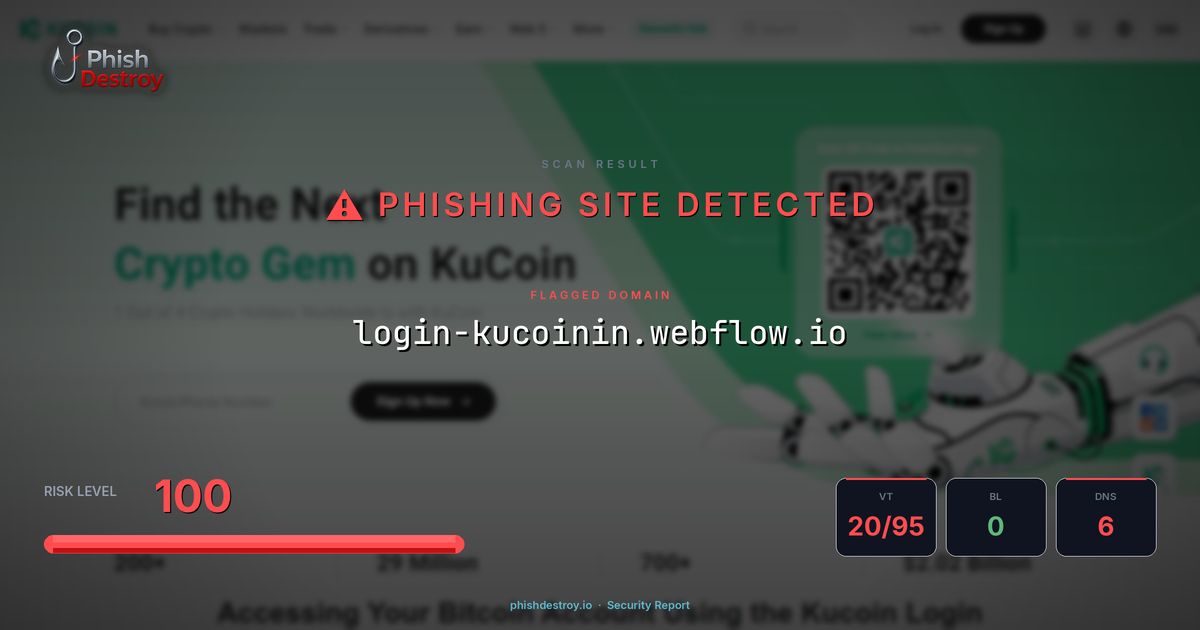 login-kucoinin.webflow.io phishing report — threat analysis by PhishDestroy