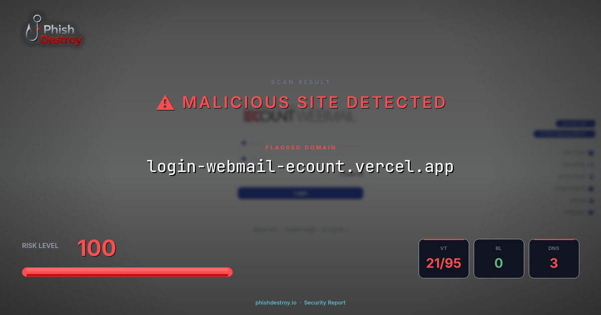login-webmail-ecount.vercel.app phishing report — threat analysis by PhishDestroy