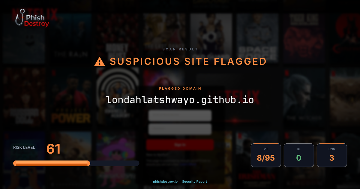 londahlatshwayo.github.io phishing report — threat analysis by PhishDestroy