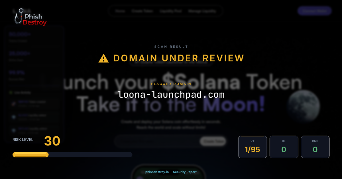 loona-launchpad.com phishing report — threat analysis by PhishDestroy