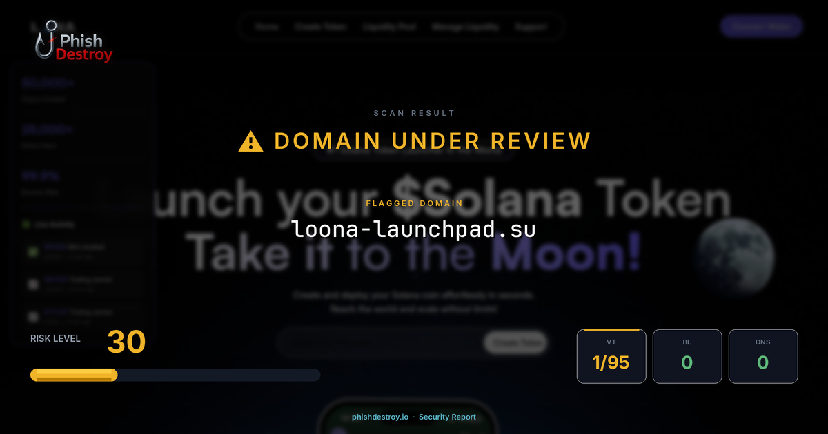 loona-launchpad.su phishing report — threat analysis by PhishDestroy