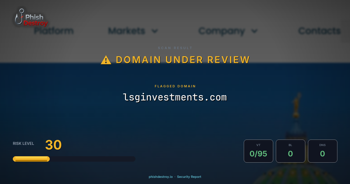 lsginvestments.com phishing report — threat analysis by PhishDestroy
