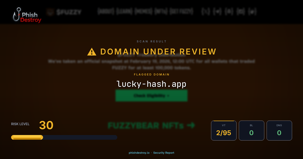 lucky-hash.app phishing report — threat analysis by PhishDestroy