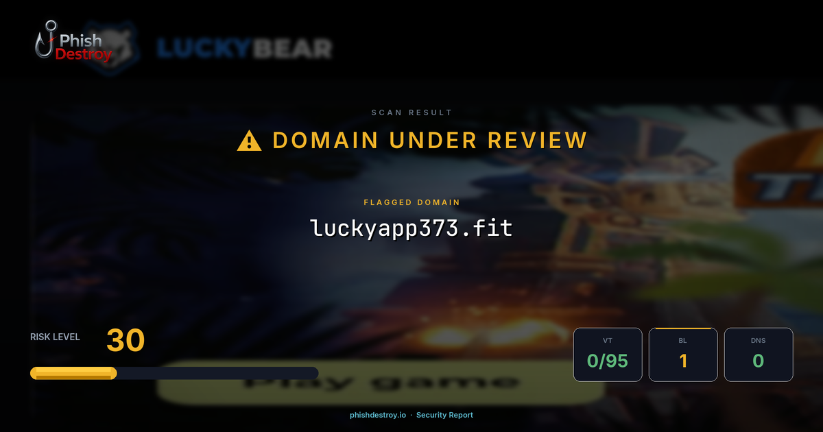 luckyapp373.fit phishing report — threat analysis by PhishDestroy