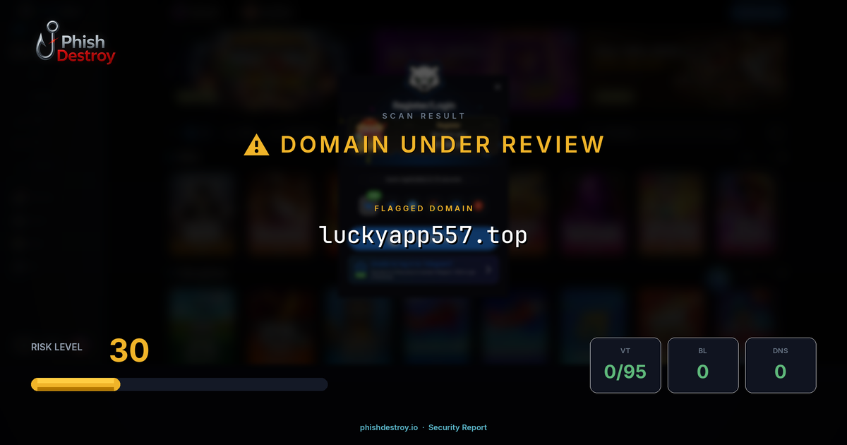 luckyapp557.top phishing report — threat analysis by PhishDestroy