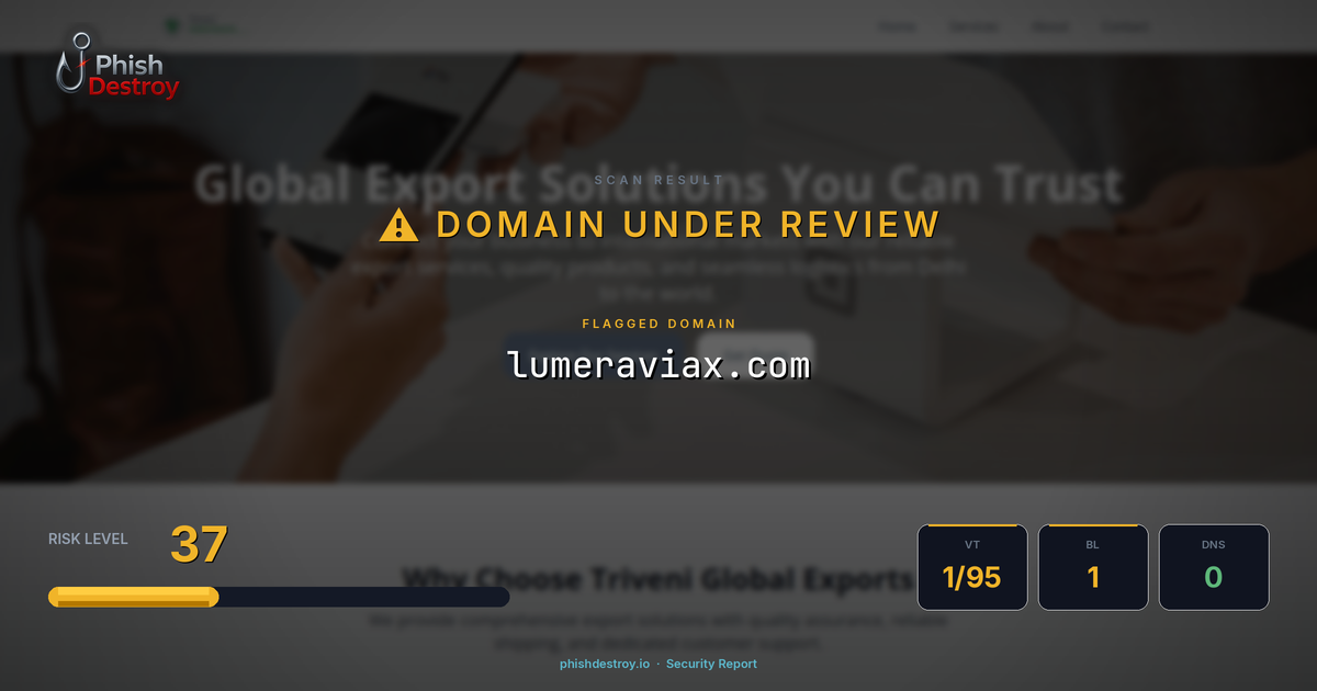 lumeraviax.com phishing report — threat analysis by PhishDestroy