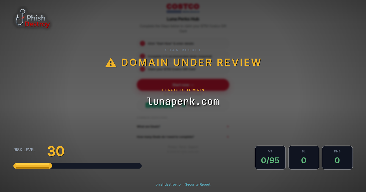 lunaperk.com phishing report — threat analysis by PhishDestroy