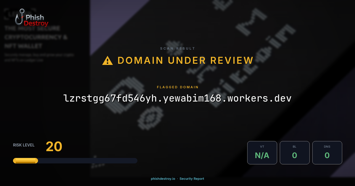 lzrstgg67fd546yh.yewabim168.workers.dev phishing report — threat analysis by PhishDestroy