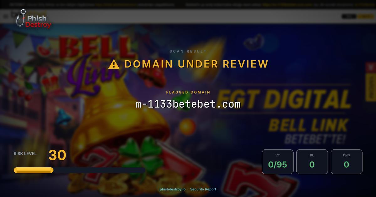 m-1133betebet.com phishing report — threat analysis by PhishDestroy