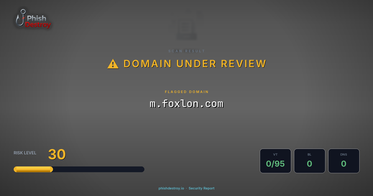 m.foxlon.com phishing report — threat analysis by PhishDestroy