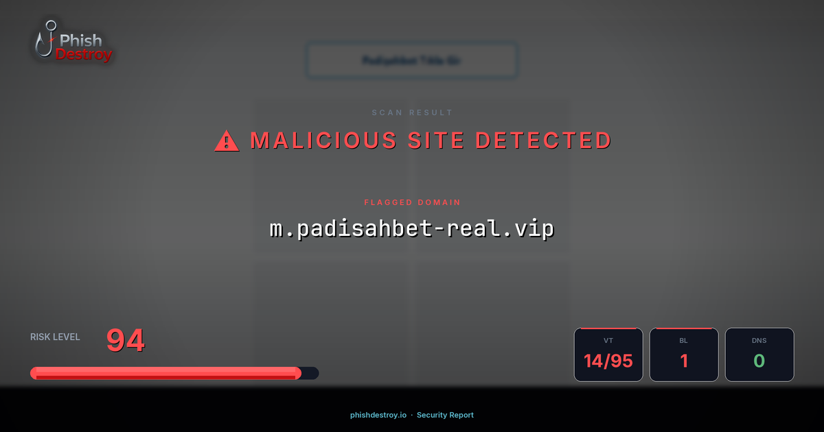 m.padisahbet-real.vip phishing report — threat analysis by PhishDestroy
