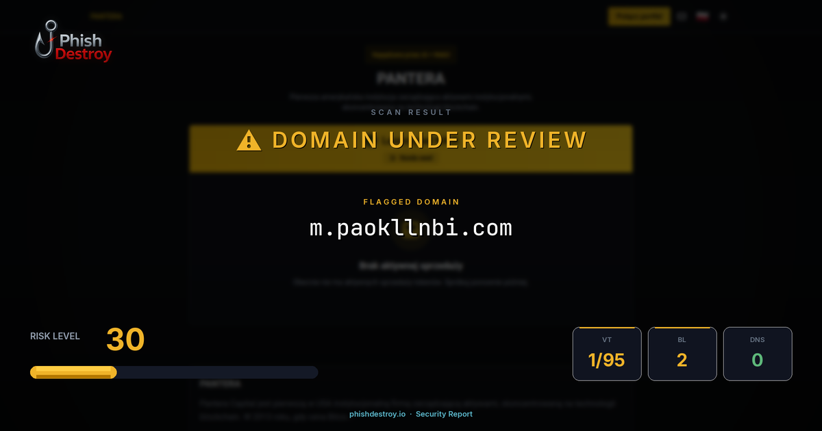 m.paokllnbi.com phishing report — threat analysis by PhishDestroy