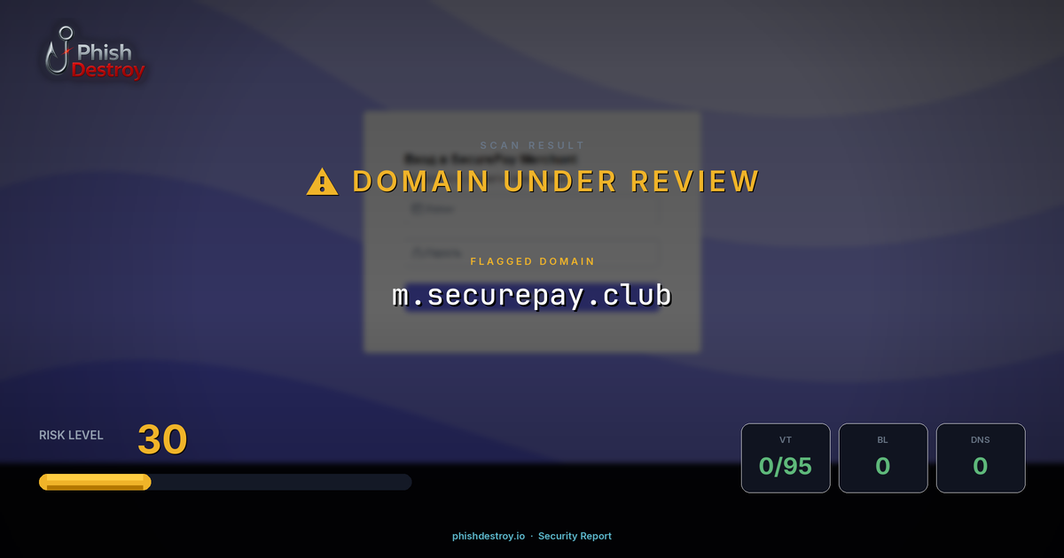 m.securepay.club phishing report — threat analysis by PhishDestroy