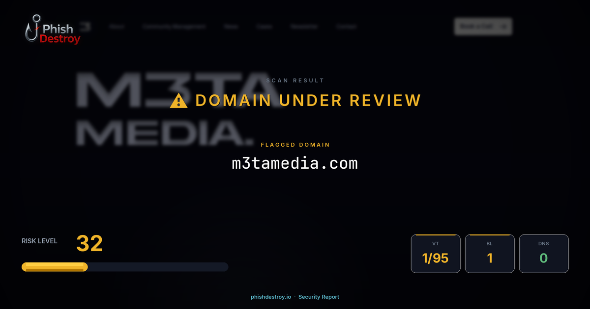 m3tamedia.com phishing report — threat analysis by PhishDestroy