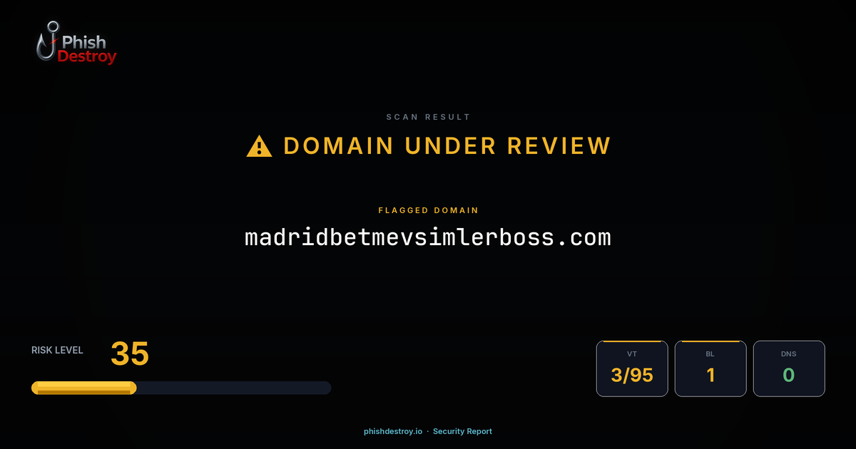 madridbetmevsimlerboss.com phishing report — threat analysis by PhishDestroy