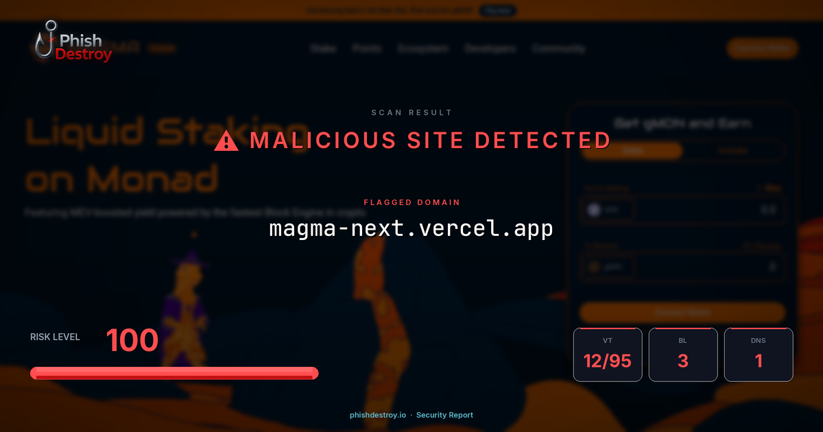 magma-next.vercel.app phishing report — threat analysis by PhishDestroy