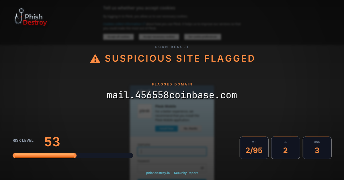 mail.456558coinbase.com phishing report — threat analysis by PhishDestroy