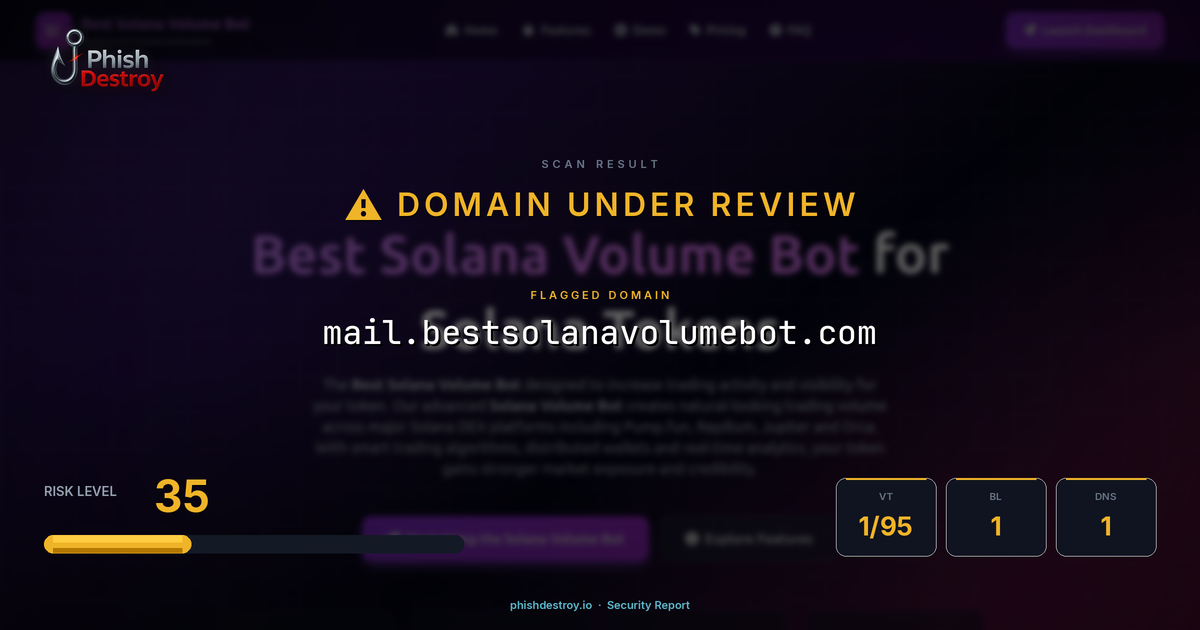 mail.bestsolanavolumebot.com phishing report — threat analysis by PhishDestroy