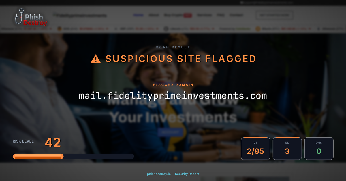 mail.fidelityprimeinvestments.com phishing report — threat analysis by PhishDestroy