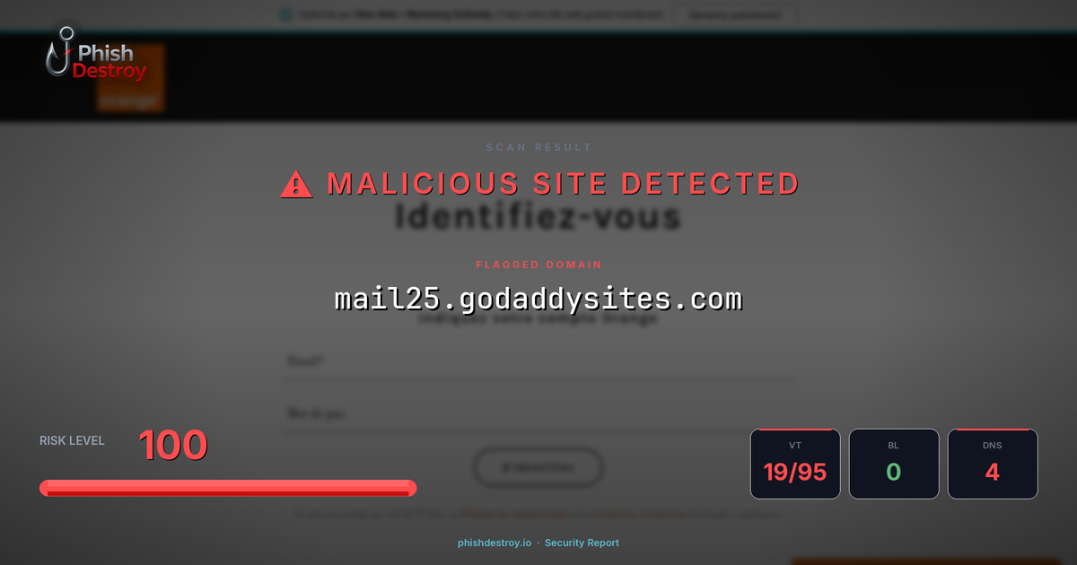 mail25.godaddysites.com phishing report — threat analysis by PhishDestroy