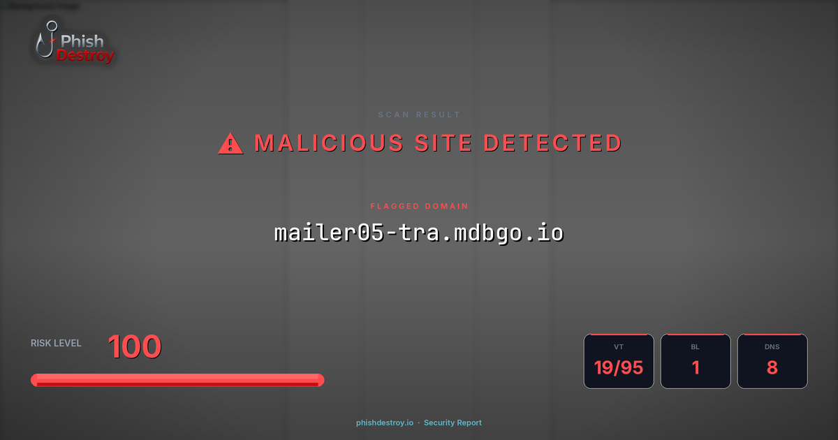 mailer05-tra.mdbgo.io phishing report — threat analysis by PhishDestroy