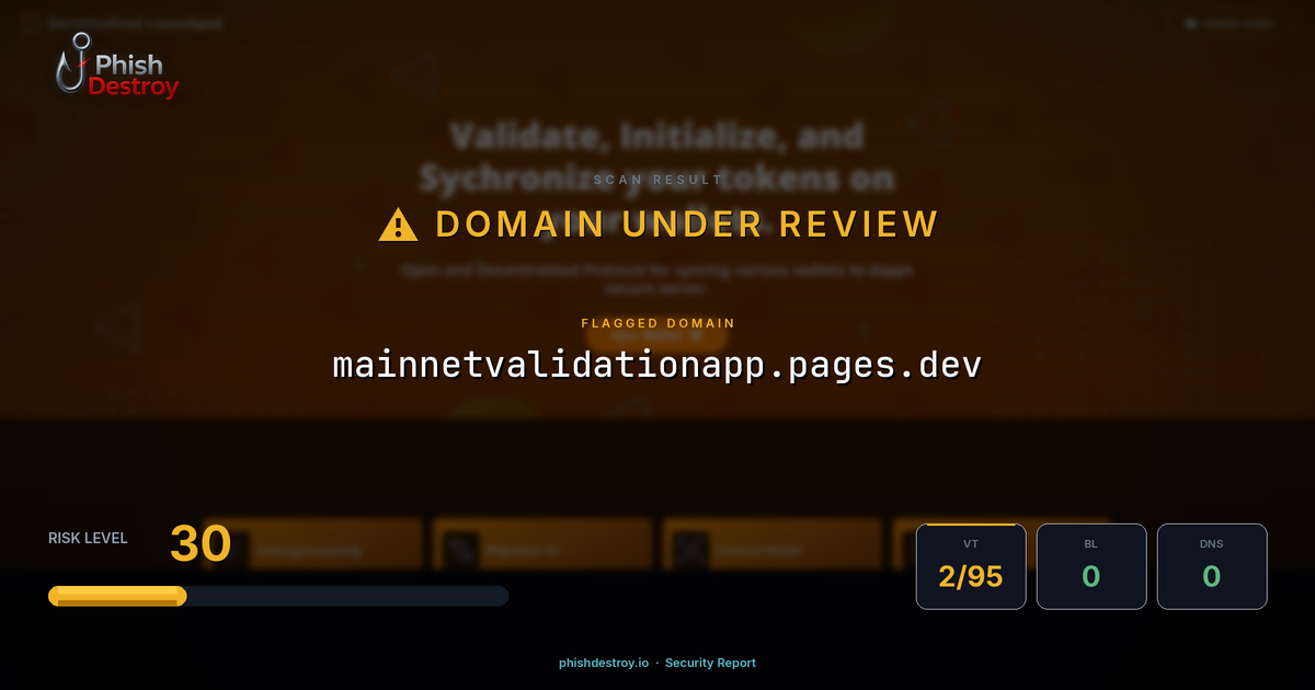 mainnetvalidationapp.pages.dev phishing report — threat analysis by PhishDestroy
