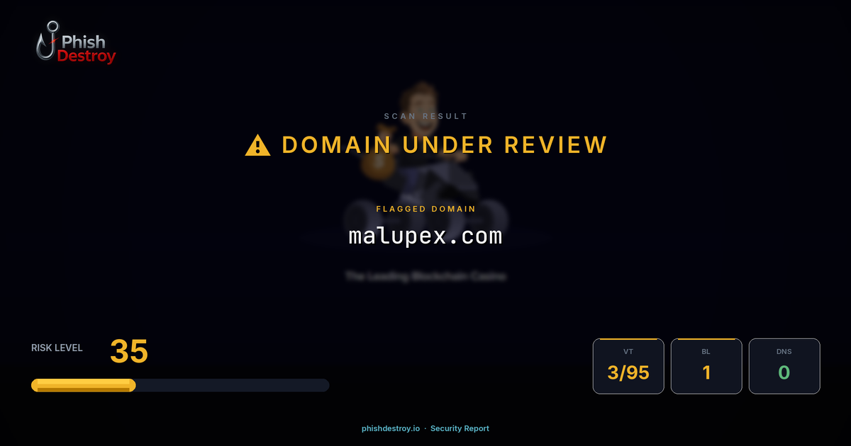 malupex.com phishing report — threat analysis by PhishDestroy
