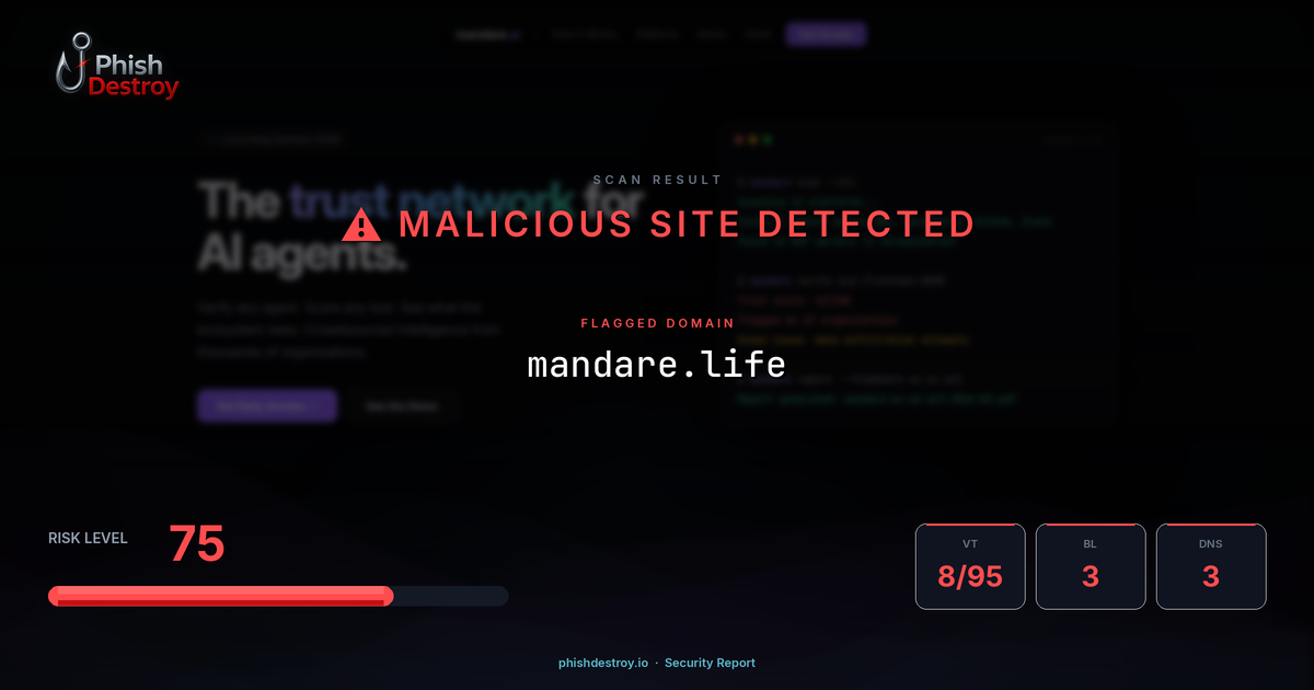 mandare.life phishing report — threat analysis by PhishDestroy