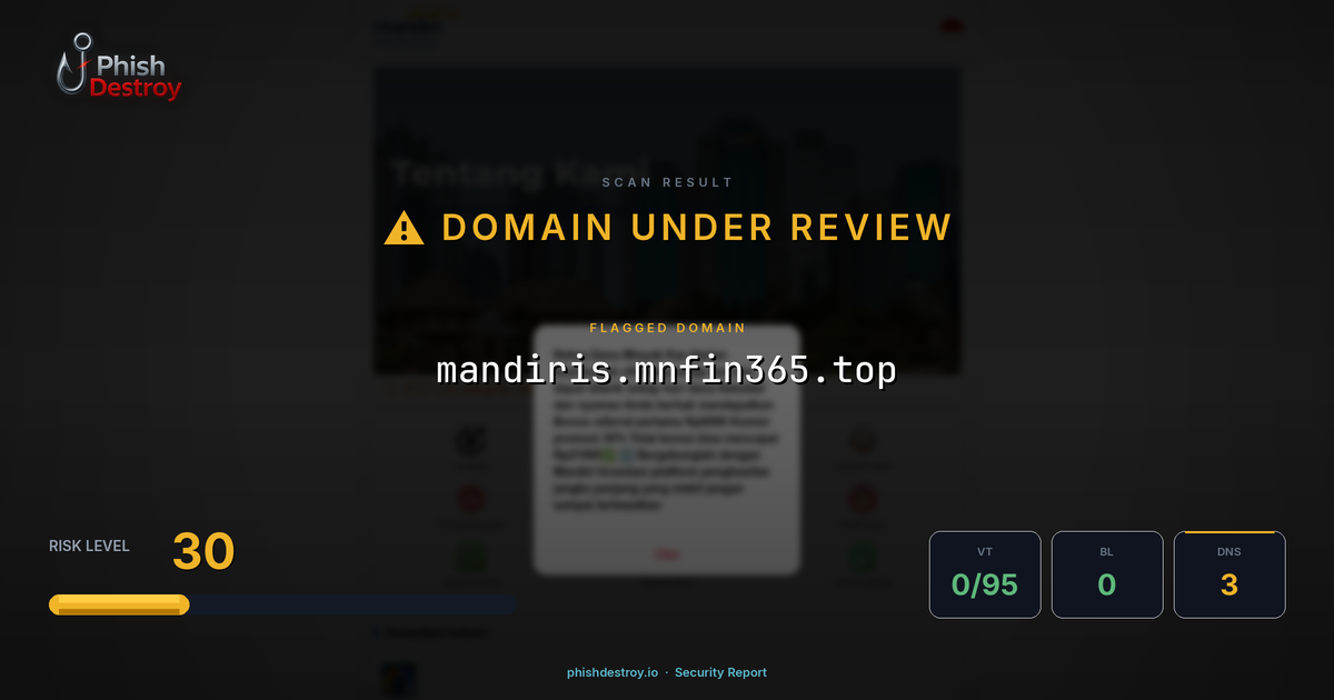 mandiris.mnfin365.top phishing report — threat analysis by PhishDestroy
