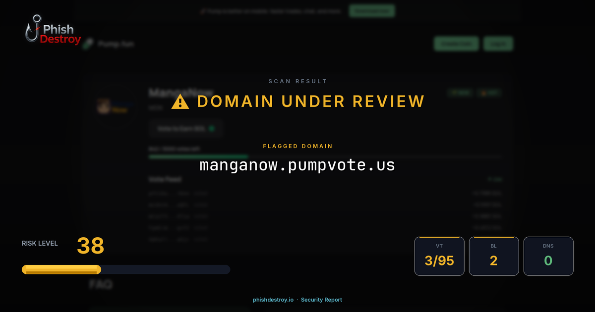 manganow.pumpvote.us phishing report — threat analysis by PhishDestroy