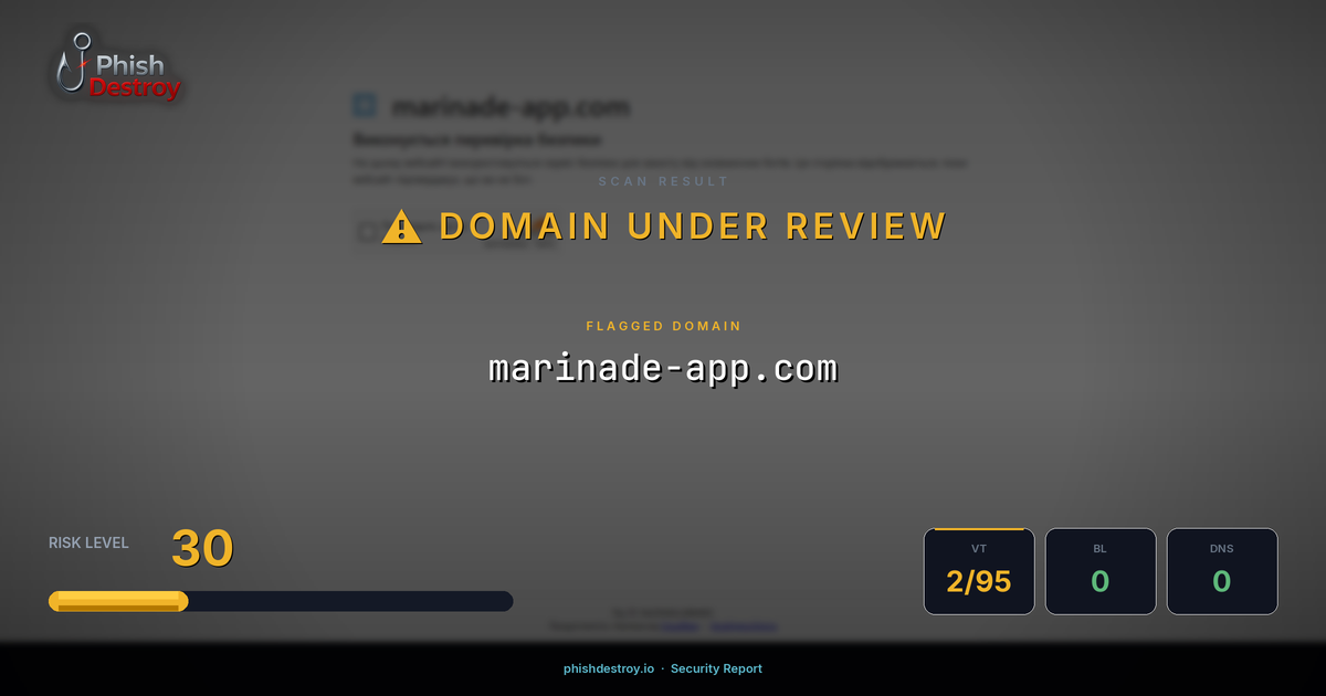 marinade-app.com phishing report — threat analysis by PhishDestroy