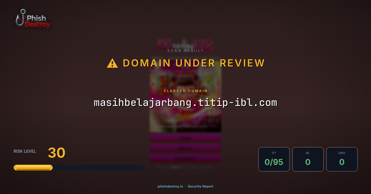 masihbelajarbang.titip-ibl.com phishing report — threat analysis by PhishDestroy