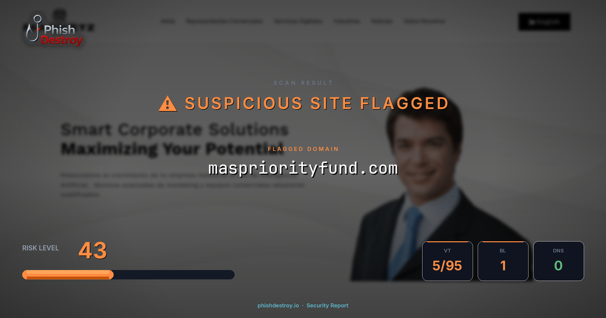 maspriorityfund.com phishing report — threat analysis by PhishDestroy