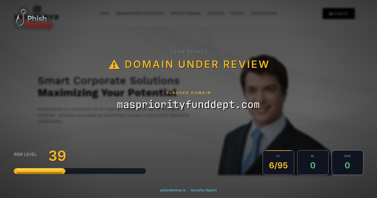 maspriorityfunddept.com phishing report — threat analysis by PhishDestroy